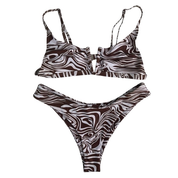 NEW Shein Bikini SET Brown White Animal Print - Picture 1 of 13